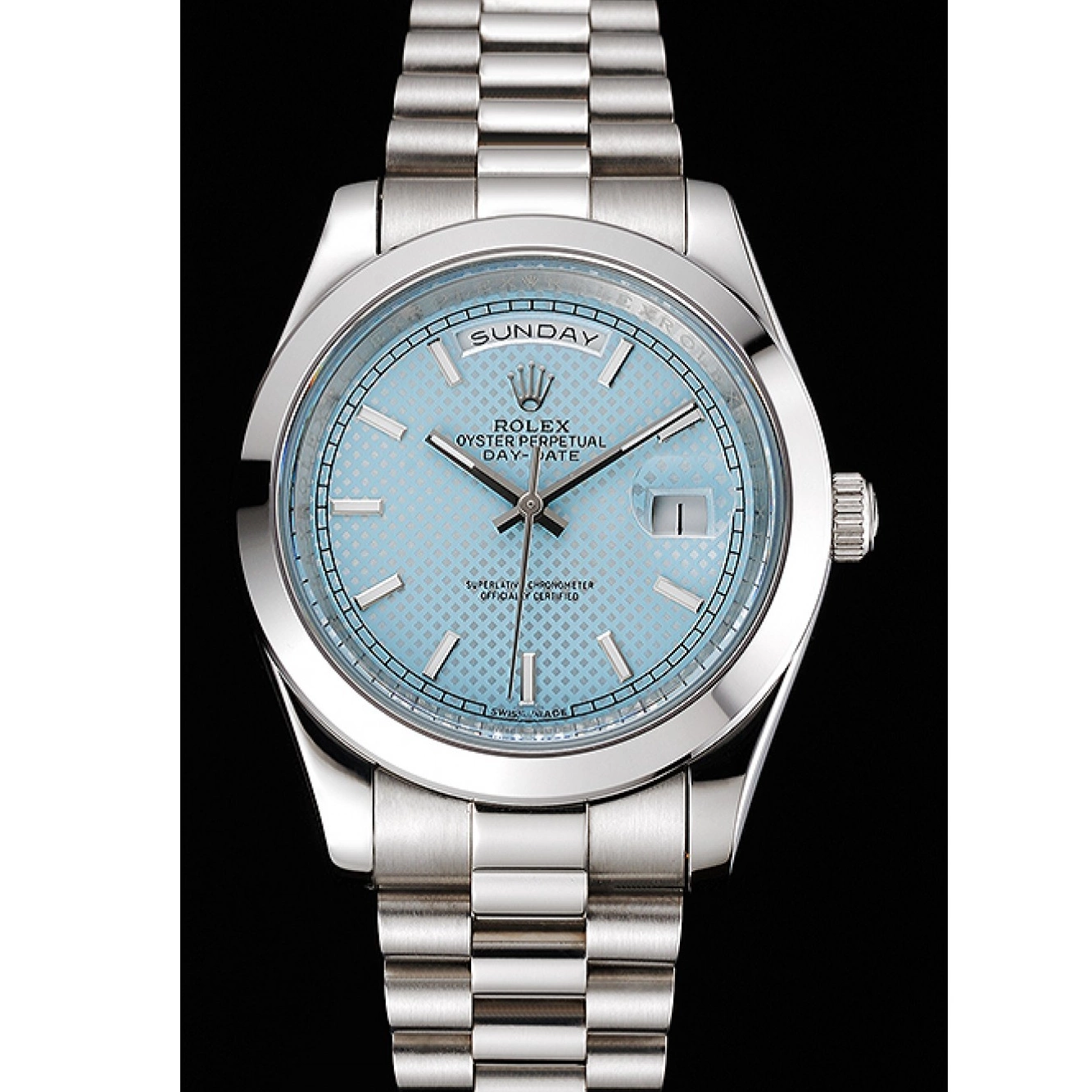 Rolex copies cheap Case Stainless Date Blue And Rolex Steel Day Ice Bracelet 40 Dial 0823